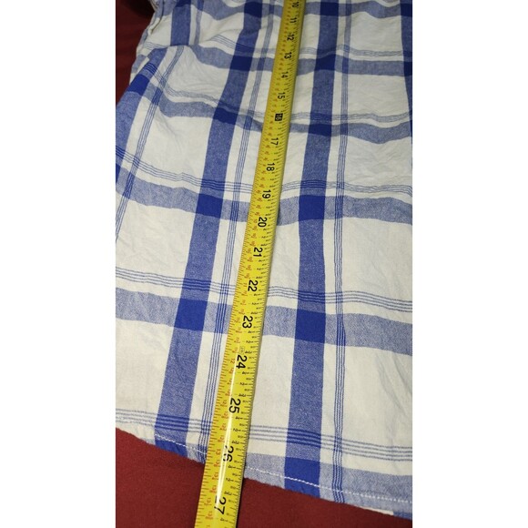 Mocotono Mens 2X White Blue Plaid Button Up Long Sleeve Shirt 100% Cotton Casual - Picture 7 of 9